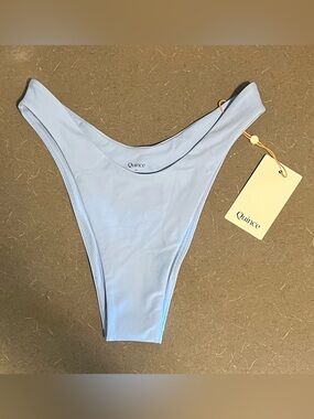 Quince Italian High Leg Bikini Bottom in Clear Blue Sky Size XS NWT